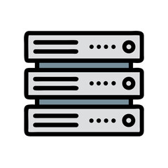 Poster - Isolated network server icon showing data processing equipment stack