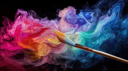Poster - Creative brushstroke artwork vibrant color explosion studio digital art abstract close-up artistry and imagination