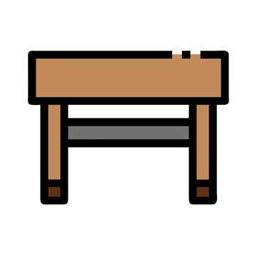 Pixel art style work table with shelf, White Background