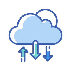 Poster - Cloud computing upload and download data in flat design