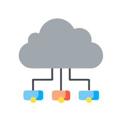 Poster - Flat graphic of cloud computing network on White Background