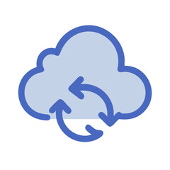 Poster - Cloud computing synchronization icon in light blue color scheme