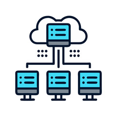 Poster - Cloud computing network illustration showing connected servers and data