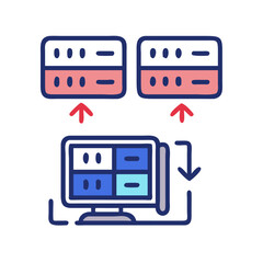 Poster - Data transfer and backup between servers and computer illustration