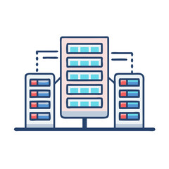 Poster - Stylized illustration of centralized server structure for cloud computing