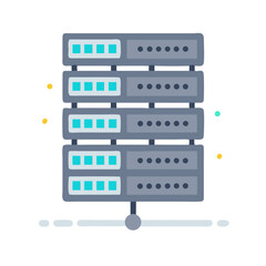 Poster - Server rack illustration with network lights on White Background