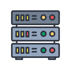 Poster - Stack of digital servers and storage units icon design