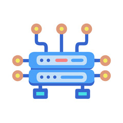 Poster - Modern network server illustration with colorful flat design style