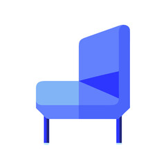 Poster - Stylized single blue chair illustration against White Background