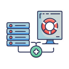 Poster - Computer Network Server and Data Security System Illustration
