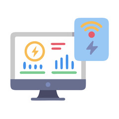 Poster - Energy monitoring dashboard and wireless power flat design icon