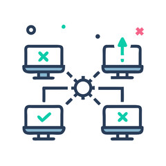 Poster - Network connection icon showing computers with mixed connection status