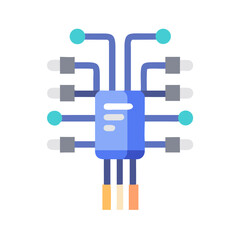 Aufkleber - Simplified flat design of a microchip on White backdrop