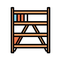 Poster - Geometric minimalist bookshelf design with bold accent colors