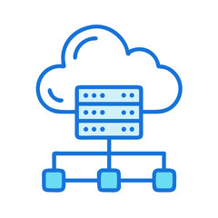 Poster - Blue schematic cloud computing database with connected nodes concept
