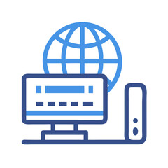 Poster - Global Network Connection Icon with Blue Computer Illustration