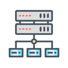 Poster - Stylized network server diagram showing data distribution system