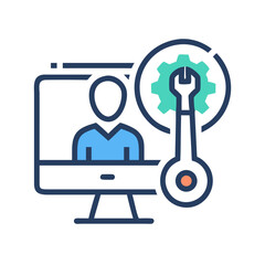 Poster - Computer repair service flat design icon illustration symbol