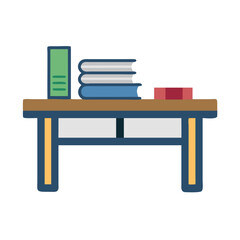 Poster - Desk with books flat vector illustration on White Background