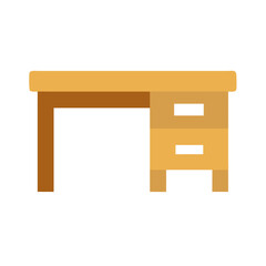 Poster - Flat design of a brown desk with two drawers