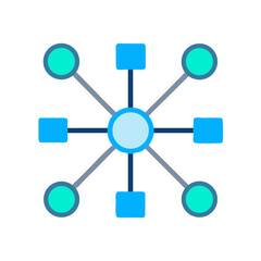 Poster - Stylized Network Hub Connecting Circular and Square Nodes