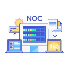 Poster - Network Operations Center illustration showing a central monitoring system