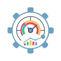 Aufkleber - Cog wheel analytics dashboard showing data and progress