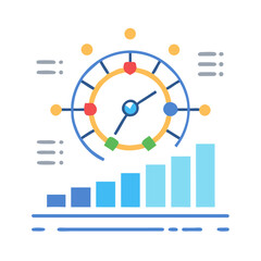 Aufkleber - Circular data visualization showing bar graph with time metric