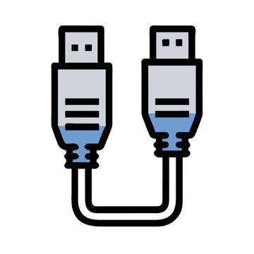 Two stylized USB connectors on a White Background