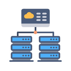 Poster - Flat vector data server concept with cloud connection