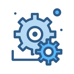 Poster - Stylized gear wheels and settings icon on White backdrop