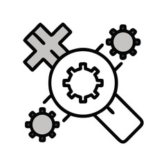 Poster - Technical settings icon featuring gears and adjustable wrench tool