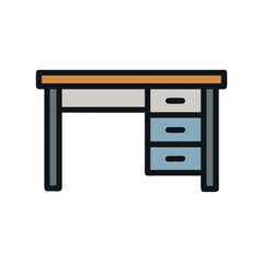 Poster - Flat vector illustration of a wooden office desk