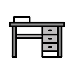 Poster - Minimalist gray desk on White Background, clean vector graphic