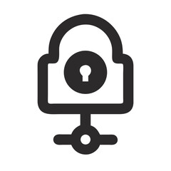 Poster - Connected security: a padlock linked in minimalist style illustration