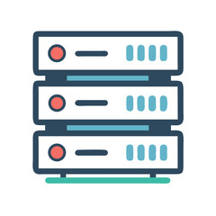 Poster - Vector illustration of stacked server racks on White Background