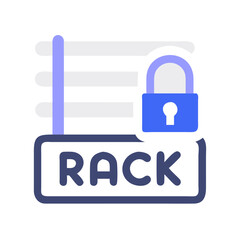 Poster - Server rack security illustration with padlock on White Background