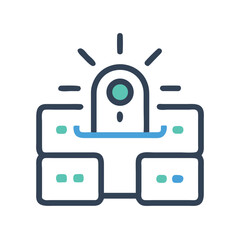 Poster - Centralized network system icon with glowing server communication