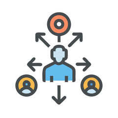 Poster - Flat icon depicting hierarchical communication or organizational structure network