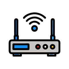 Poster - Modern flat design router illustration with antennae on White