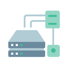 Poster - Abstract illustration of network server connected to database system