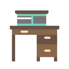 Poster - Flat Illustration of Desk with Drawers and Shelf