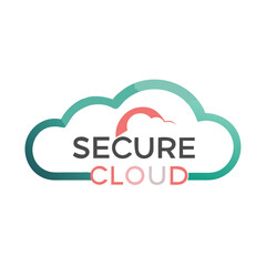Fototapete - Secure cloud symbol graphic design on solid black backdrop