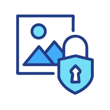 Secured image file with padlock on a White Background