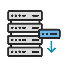 Poster - Data transfer to a stacked server icon illustration