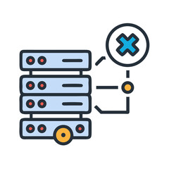 Poster - Server error icon with data rack flat design style