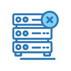 Poster - Server stack unavailable icon in blue outline style