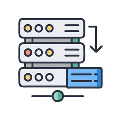 Poster - Abstract data server illustration with download arrow and interface
