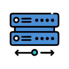Poster - Modern blue server rack icon on a White Background