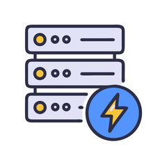 Poster - Database servers with lightning bolt indicating speed or power